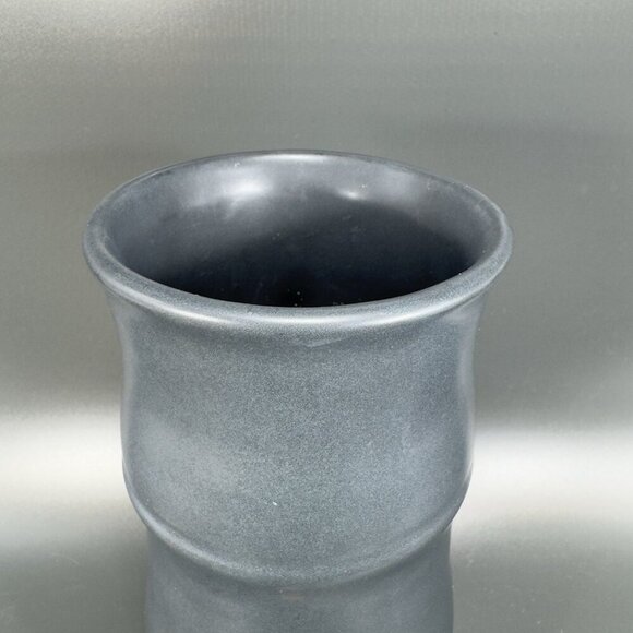 Vintage Hand Made Pottery Vase Vessel Black Glazed With Texture Knobs Signed CCI - Picture 10 of 15